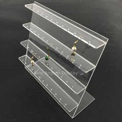 China L Tilted Acrylic Jewelry Display Stands For Earring Plexiglass Display Rack Custom Size Accepted for sale