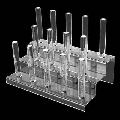 China Clear Acrylic 3 Tier 14 Rods Jewelry Ring Holder Stand Custom Made Custom Size Accepted for sale