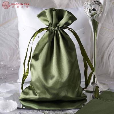 China Natural Eco-friendly Factory Custom Logo Printed Small Silk Drawstring Bags For Hair And Jewelry for sale