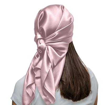 China Factory Custom Colored Long Womens Silk Head Scarf Plain Long for sale