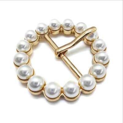 China Handbag Accessories Customized Round Pearl Buckle Diy Handbag Accessories Zinc Alloy Metal Buckle for sale