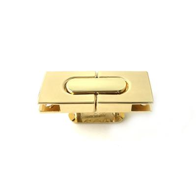 China Handbag Accessories Size Quality Luggage Hardware Gold Light Gold Push Lock Square Mortise Lock Press Lock Wholesale for sale