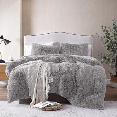 China Anti-Pulling Hotel Home Luxury Shaggy Faux Fur Duvet Cover Set for sale