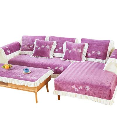 China CLASSIC Wholesale Custom Crystal Velvet Lace Fabric Sofa Cover All Included Non-slip Sofa Cover for sale