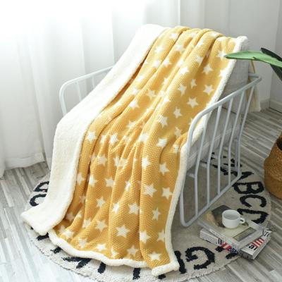 China Double-Sided Lamb Printing Folded Velvet Children's Household Nap Blanket for sale