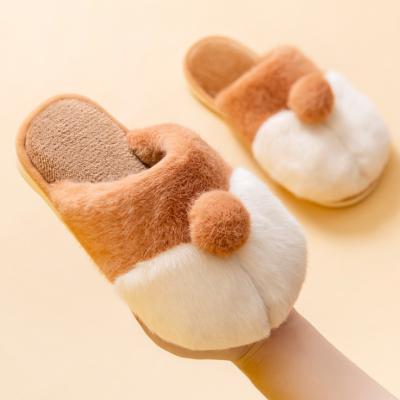 China New Style Plush Indoor Hot Slippers Couples Cute Corgi Hip Slippers Anti-skid for sale