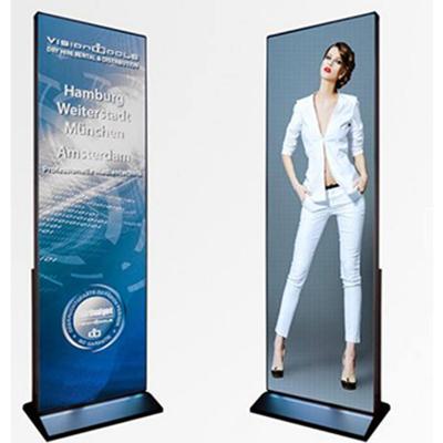 China Indoor Indoor p3 55 to 78 inch mirror poster led display screen wifi control floor standing retails foldable poster led display for sale