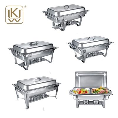 China Hotel Stainless Steel Buffet Food Warmer Lid Square Glass Chafing Dish for sale