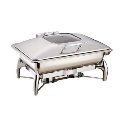 China Hotel Commercial Luxury 9L Hinged Square Lid Buffet Food Warmer Chafing Dish for sale