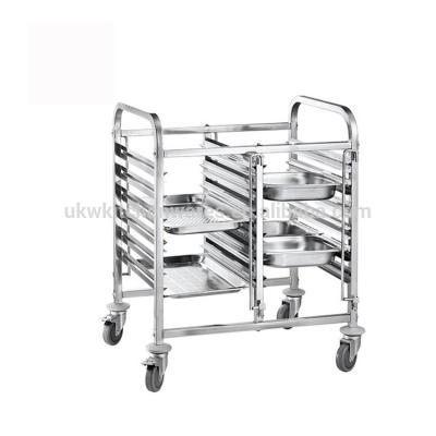 China For Mobile Food Carts M Shape Rail Square 6X2 GN 1/1 Pan Tube 6X2 GN 1/1 Pan Stainless Double Line Serving Tray Trolley Hotel Restaurant Kitchen 6X2 GN 1/1pan for sale