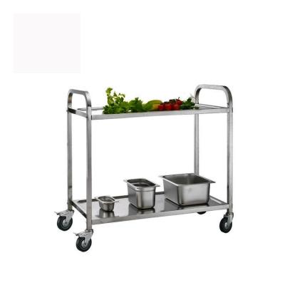 China Stainless Steel 2 Tiers Stainless Steel Hotel Restaurant Delivery Dining Mobile Serving Carts Food Kitchen Cart for sale