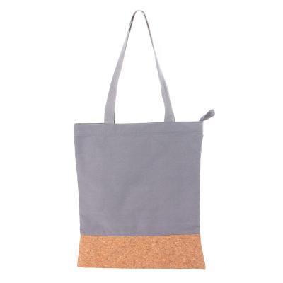 China Cheap Goods 2022 Fashion Wholesale GRS Certificate Custom Printed Cork Promotional Split Calico Cotton Canvas Common Shopping Tote Bags for sale