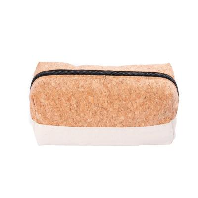 China GRS environmental protection certificate ISO14001 certificate maximum new design color recyclable raw white canvas with calico greige cork cosmetic bag for sale