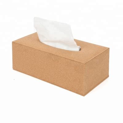 China Eco Cork Tissue Box Cover Case Cover Pumping Paper Wood Cork Facial Tissue Holder Napkin Waterproof Tissue Box Lid for sale