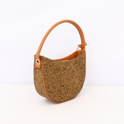 China Fashion custom print tea residue biodegradable digital printing cork bag for women for sale