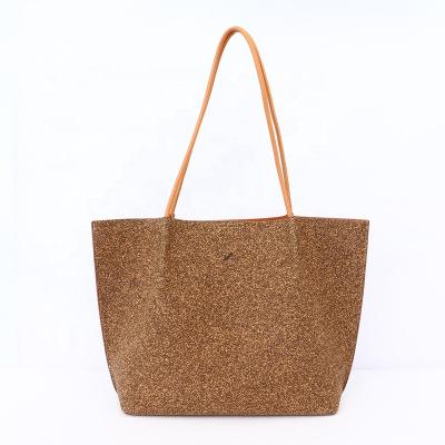 China New Large Grade Design Material Unique Biodegradable Top Material Color Tea Leaves Eco-Friendly Cork Recycled Tote Bag for sale