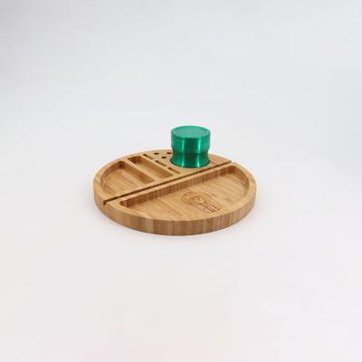 China Wholesale Multifunctional Custom Accessories Round Shape Wooden Smoking Anti-Slip Bamboo Rolling Tray for sale