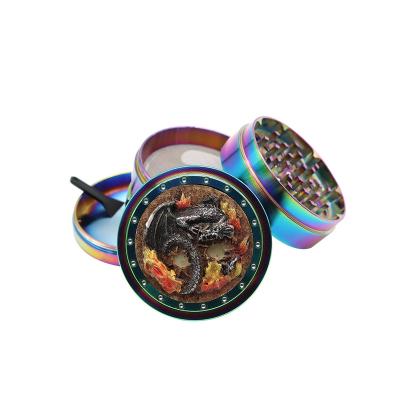 China Herb Vapruz Wholesale Box Tobacco Smoke Grinding Accessories Engraving Display 50mm 4 Parts Zinc Alloy Herb Grinder for sale