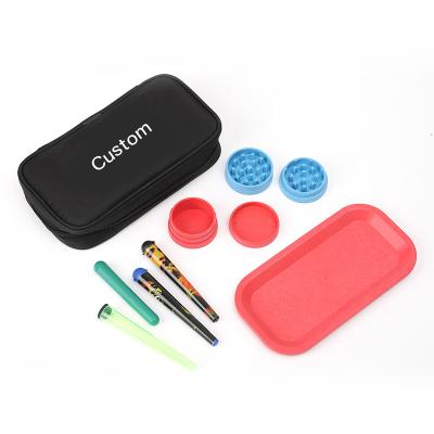 China Colorful Customized Set of Tray Herb Grinder Stash Jar Bag Rolling Travel Multifunctional Degradable Material for sale