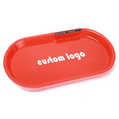 China Vapruz Multifunctional Custom Logo Hotel Home Restaurant LED Rolling Tray With Speakers Round Rotating Tray for sale