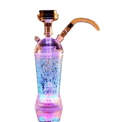 China 2021 Plastic Shisha Hookah New Amazon Hot Sale Acrylic Led Lightweight Shisha For Easy Portable And Clean With 2 Hose Wholesale Hookah Set for sale