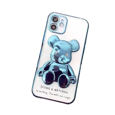 China Slimoro New Arrival 3D Violence Shockproof Electroplating Bear For iPhone 14 Pro Clear TPU Case Cover Device For iphone 13 Case for sale