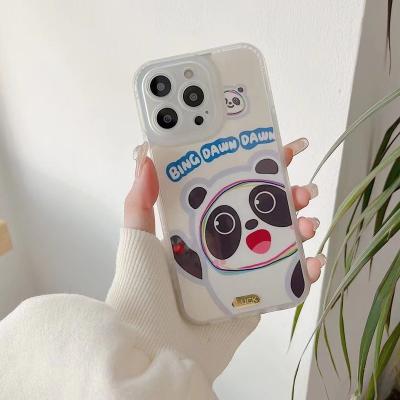 China Slimoro 2022 New Pattern HD Shockproof Cute Straight Edge IMD Panda Double Sided Soft Protector Cover For iPhone 13 Pro Max Phone Case for sale