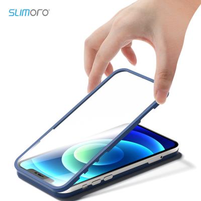 China Luxury 360 Degree Slimoro 2021 Shockproof Full Cover Tempered Film Tempered Glass Phone Case 2 in 1 for iPhone 12 13 Case for sale