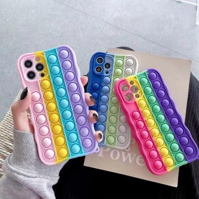 China Anti-drop Slimoro 2021 Latest Pops For iPhone 12 Pro Max Case 3D Silicone Soft Rainbow Bubble Burst Decompression For iPhone 12 Case for sale