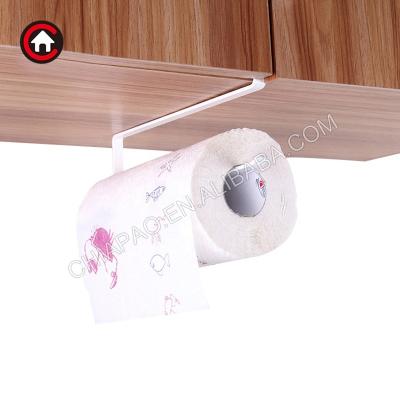 China Sustainable Kitchen Metal Paper Towel Rack No Drilling Under Shelf Hanging Storage Under Cabinet Paper Towel Holder for sale