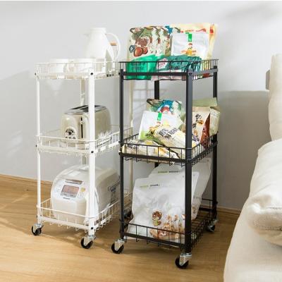 China Sustainable 3 Tier Large Metal Rolling Utility Cart Kitchen Trolley Rolling Storage Cart for sale