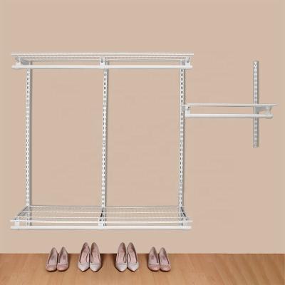 China Adjustable (height) 6 ft Wall Mount Metal Wire Closet Wardrobe Hanging Shelves Open Closet System Wire Closet for Bedroom for sale