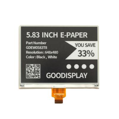 China Large square eink display 5.83/6 inch eink panel 648x480 for electronic shelf label SPI input 125.40x99.50x1.18 for sale