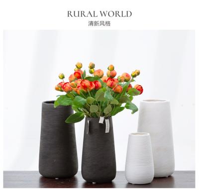 China Traditional Chinese Cylinder Black White Modern Vases Floor Flower Vase Decor Nodic Vase Home Centerpieces for sale