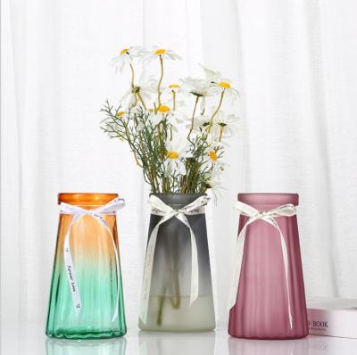 China Vase minimalist glass color decorative flower vase for artificial flowers table glass vase for sale