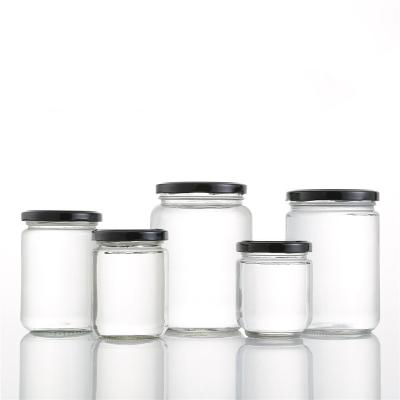 China Food Best Selling 195Ml 240Ml 350Ml 500Ml 700Ml Food Storage Jam Glass Jar Striped Glass Jam Mason Jar With Metal Lid for sale