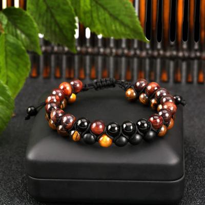 China Double Frosted Stone 2021 New Cute Hot Natural 8MM Tiger Eye Stone Bracelet Adjustable Beads Bracelet For Men for sale