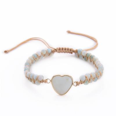 China Cute Heart Stone Hand of Emperor Bracelet - Natural Heart Shaped Woven Stone Bracelet Chakra Injury Bracelet for sale