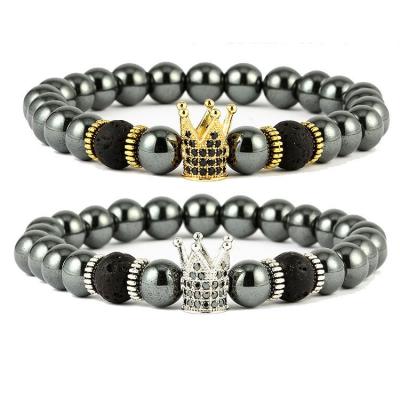 China Cute Saint's Crown Bracelet Inlaid With Diamond Islamic Natural Black Gallstone Muslim Handwoven Bracelet for sale