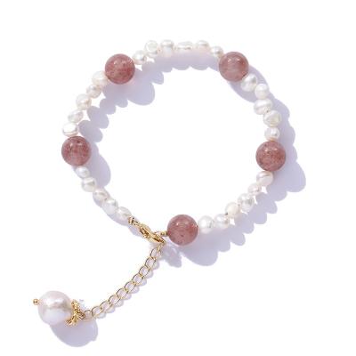 China Natural Pearl Cute Classic Baroque Bracelet Hair Strawberry Crystal Bracelet Necklace Crystal Bracelet Gift for sale