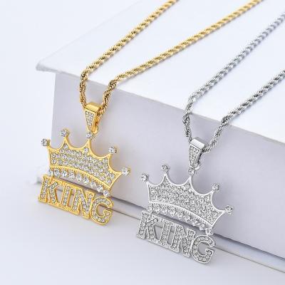 China FASHIONABLE New European and American KING Crown Pendant Jewelry Necklace Hip Hop Accessories for Men and Women Necklace for sale