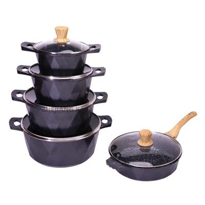 China cooking set non-stick cookware sets non stick frying pan with lid cookware utensils set kitchen cookware marble manufacturer for sale