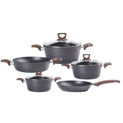 China non stick cookware sets non stick forged aluminum cookware set induction aluminium cooking pot set cookware wholesale for sale