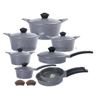 China marble non stick cookware sets non stick deep fry pan pot pan aluminum cookware sets cooking pots and pans manufacturer for sale