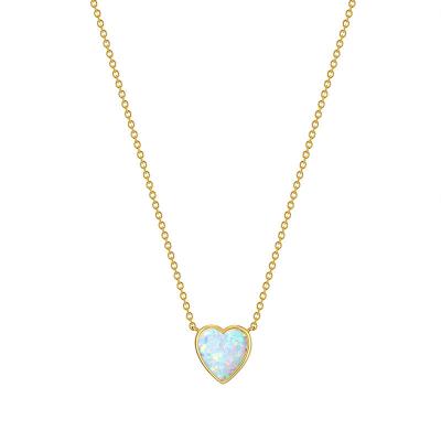 China MA YIN FANG FASHIONABLE Jewelry 925 Opal Necklace 925 Sterling Silver Heart Necklaces Gift For Girl Women for sale