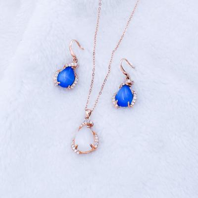 China FASHIONABLE opal necklace 925 silver 925 silver necklace and earring set for sale