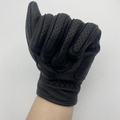 China Factory Motorcycle Leather Gloves Lamb Goat Leather Gloves With Soft And Motorcycle Gloves Black Color for sale