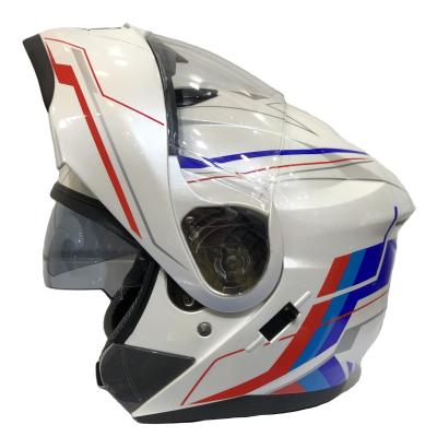 China Factory Luxury Adult Motorcycle Full Face Modular Helmet Flip Up Dual Visor DOT Approved Pearl White for sale