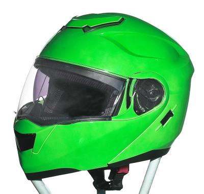 China Factory Luxury Motorcycle Sun Visor Double Flip Up Full Face Helmet DOT 6 Modular Colors Green for sale