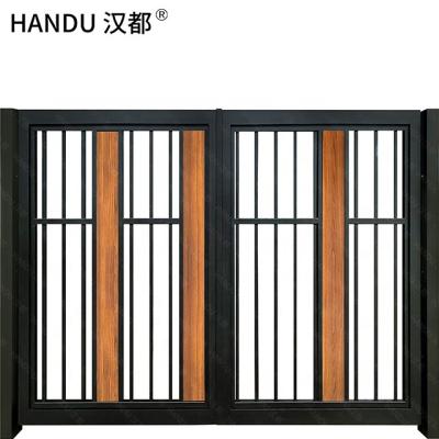 China HANDU Modern Aluminum Gate Design Slat Fence Main Garden Cast Aluminum Alloy Sliding Profile Art Slide Fence Aluminum Gate for sale